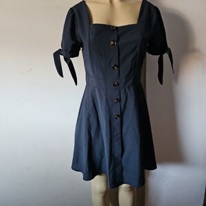 SHEIN Black Button-Up Mini Dress